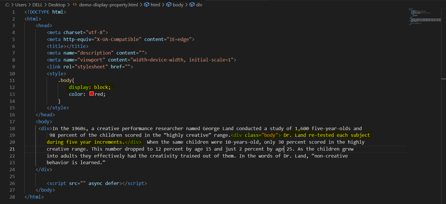 Display Properties in CSS